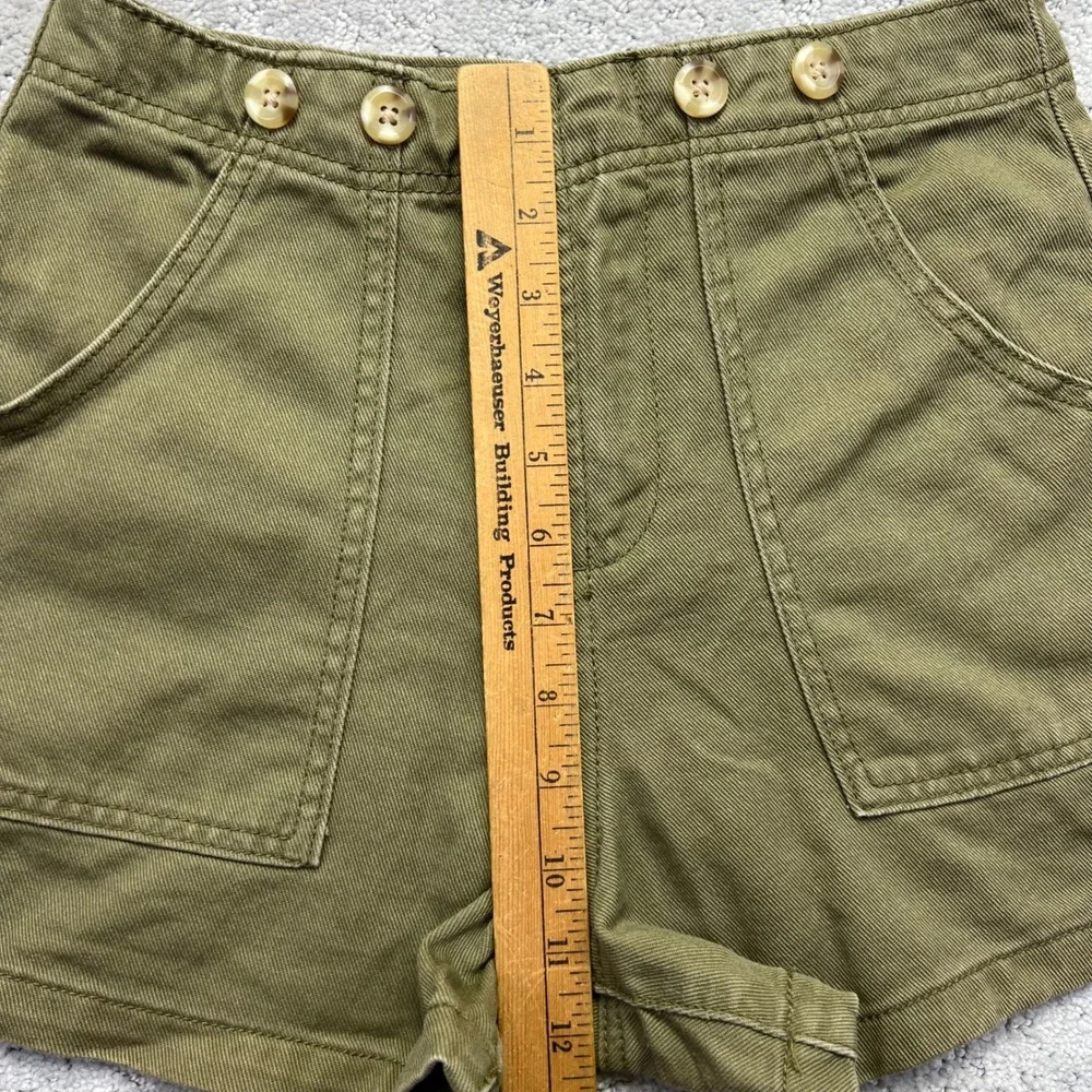 HABITUAL Girl Shorts Womens 14 Green Cotton Twill‎ Utility Cinch Back High Waist